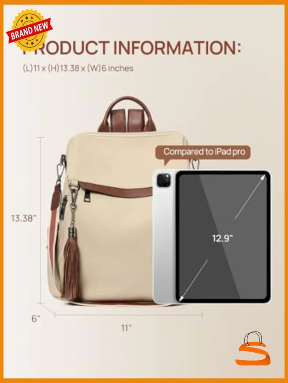 PU Leather Anti-Theft Backpack Purse with Tassel, Large Capacity Travel Bag